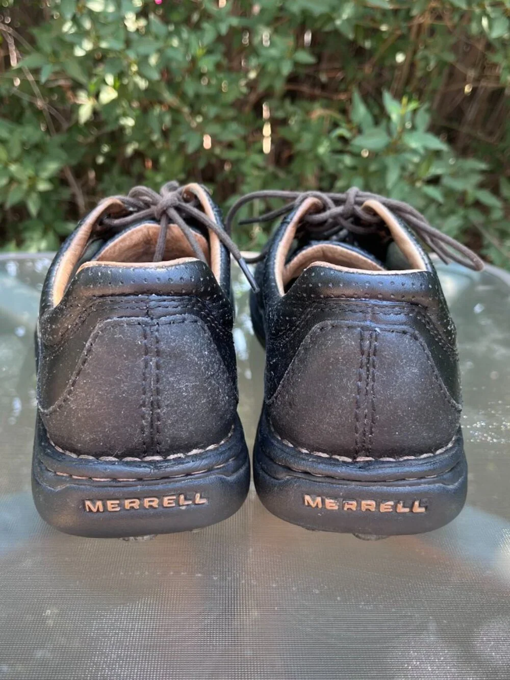 Merrell Men's Psychic Black Pebbled Leather Lace Up Oxford Light Shoes 9